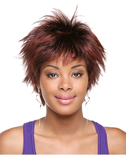 Tempting Red Straight Short Capless Synthetic African American Women Wigs