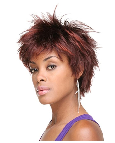 Tempting Red Straight Short Capless Synthetic African American Women Wigs