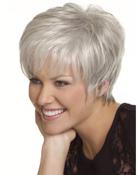 Sassy Straight Short Capless Synthetic Grey Women Wigs