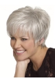 Sassy Straight Short Capless Synthetic Grey Women Wigs