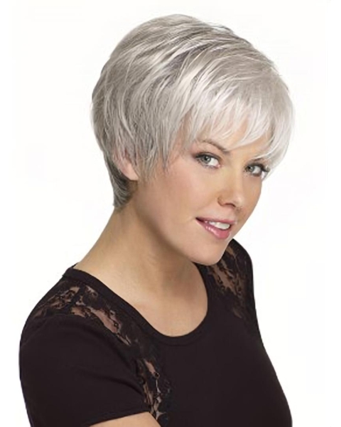 Sassy Straight Short Capless Synthetic Grey Women Wigs