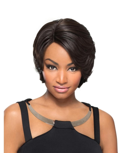 Durable Black Straight Short Without Bangs Capless Synthetic Women African American Wigs