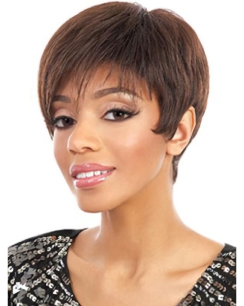 Auburn Straight Short Capless Synthetic Easeful Women Wigs