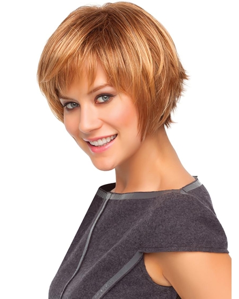 High Quality Auburn Straight Short Capless Synthetic Women Bob Wigs