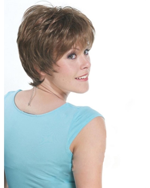 Monofilament Suitable Straight Short With Bangs Hand-Tied Synthetic Women Wigs