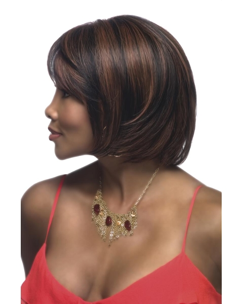 Traditiona Brown Straight Short Capless Synthetic Women African American Wigs