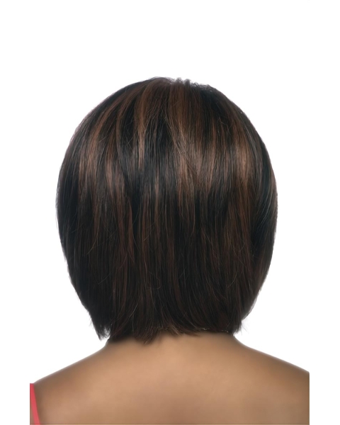 Traditiona Brown Straight Short Capless Synthetic Women African American Wigs