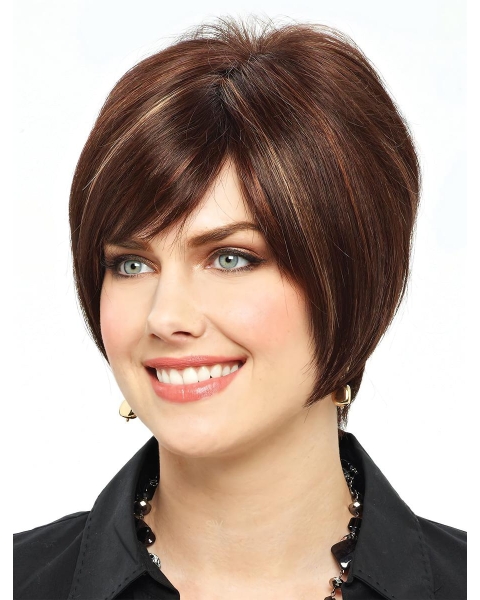 Beautiful Auburn Straight Short Lace Front Synthetic Women Wigs