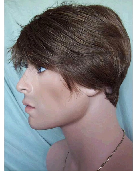 Cosy Brown Straight Short Capless Synthetic Men Wigs