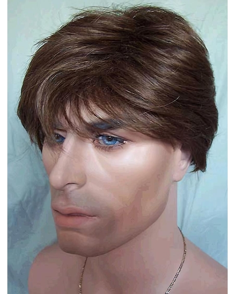 Cosy Brown Straight Short Capless Synthetic Men Wigs