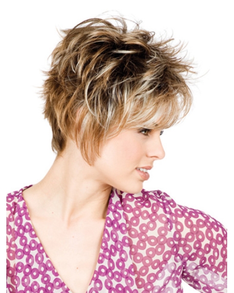 Blonde Straight Short Monofilament Synthetic Women Wigs