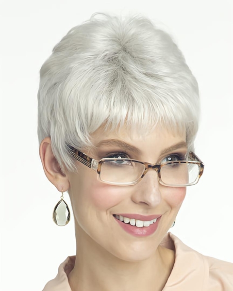 Cosy Straight Short Lace Front Synthetic Grey Women Wigs