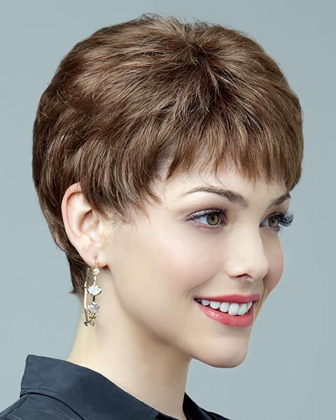 Cosy Straight Short Lace Front Synthetic Grey Women Wigs