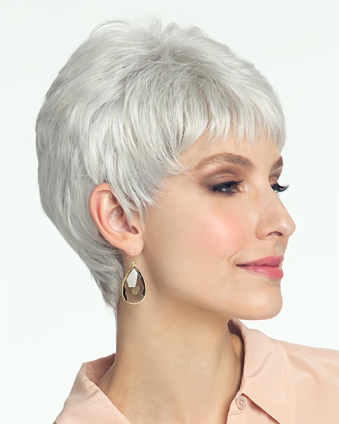 Cosy Straight Short Lace Front Synthetic Grey Women Wigs