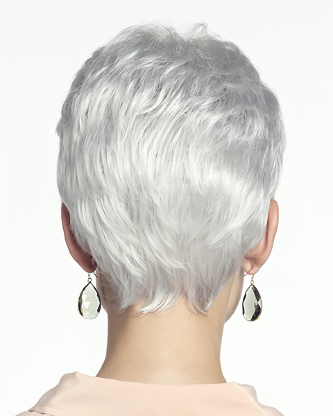 Cosy Straight Short Lace Front Synthetic Grey Women Wigs