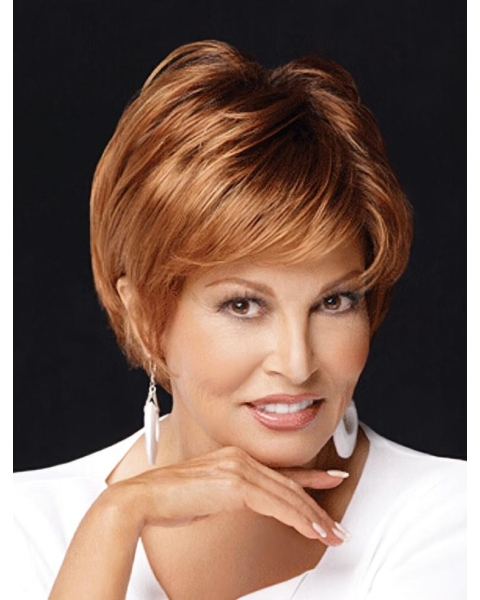 Comfortable Auburn Straight Short Layered Lace Front Synthetic Women Wigs