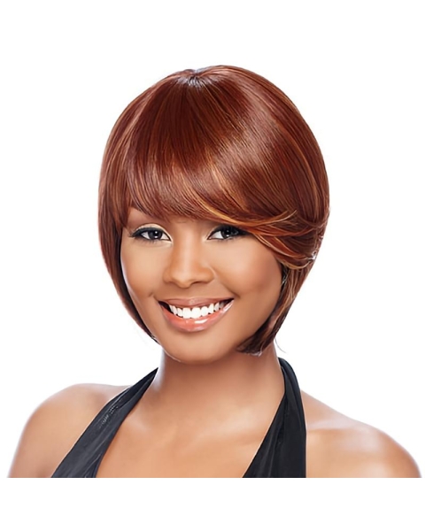 Gentle Auburn Straight Short Capless Synthetic African American Women Wigs