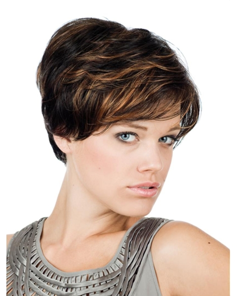 Monofilament Fashionable With Bangs Straight Short Wigs