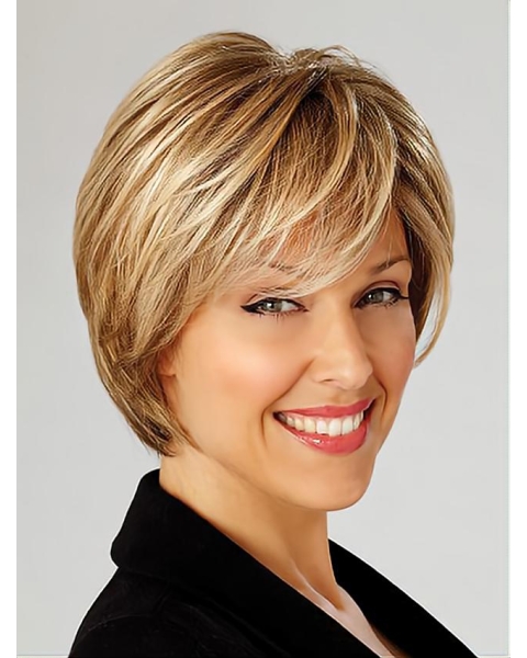 Synthetic Short Blonde Lace Front Cosy Synthetic Women Wigs For Cancer