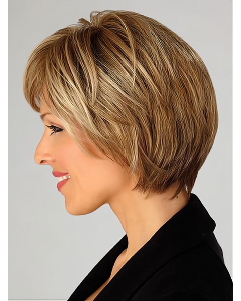 Synthetic Short Blonde Lace Front Cosy Synthetic Women Wigs For Cancer