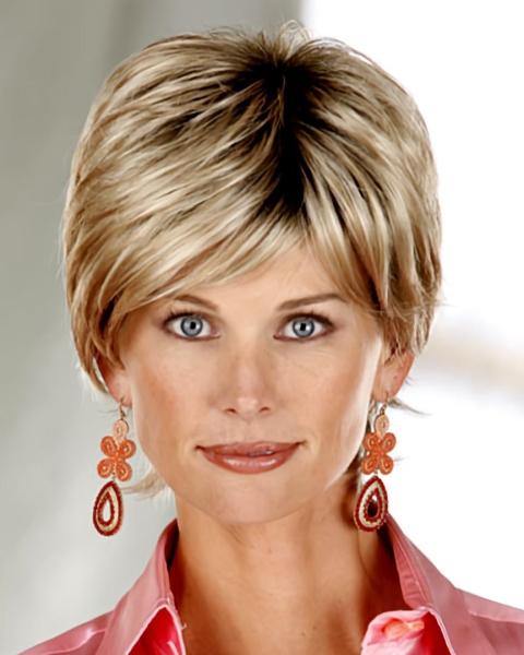 Blonde Wholesome Layered Straight Short Capless Synthetic Women Wigs