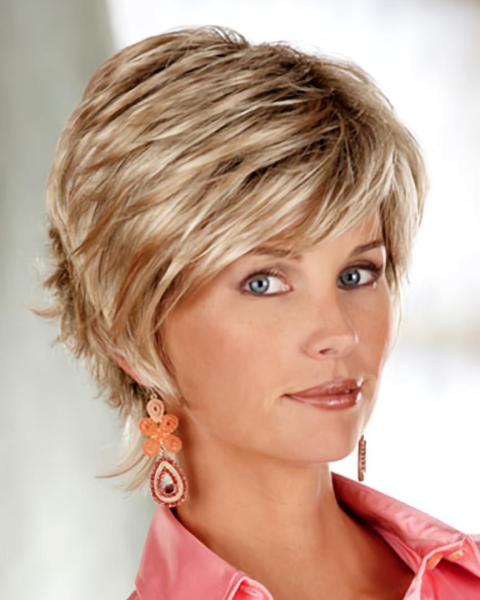 Blonde Wholesome Layered Straight Short Capless Synthetic Women Wigs