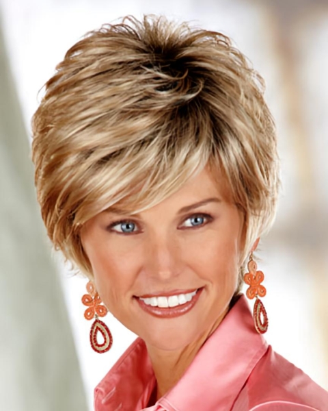 Blonde Wholesome Layered Straight Short Capless Synthetic Women Wigs