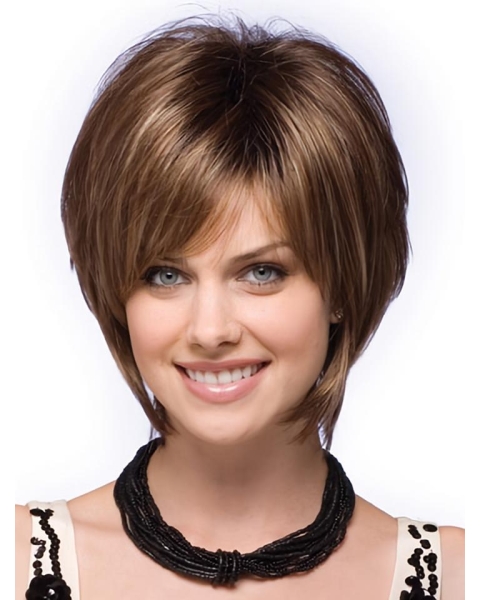 Comfortable Brown Straight Short Capless Synthetic Women Bob Wigs