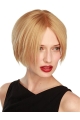 Convenient Blonde Short Straight Lace Front Human Hair Women Bobs  Wigs