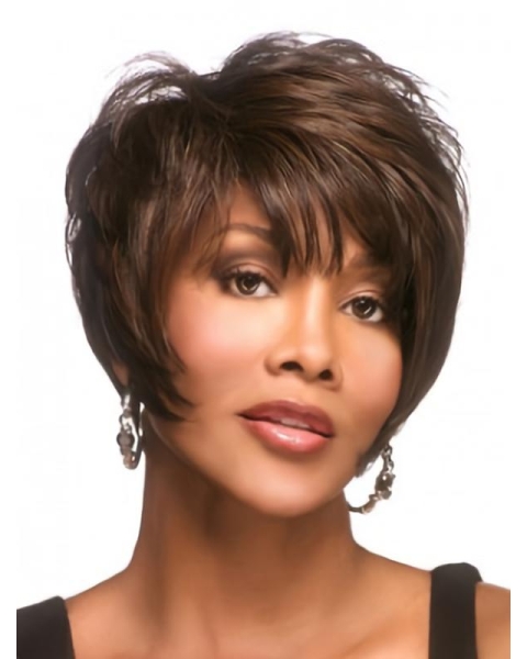 Brown Convenient Layered Straight Short Capless Synthetic Women Wigs