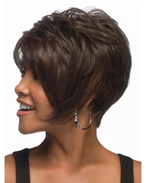 Brown Convenient Layered Straight Short Capless Synthetic Women Wigs