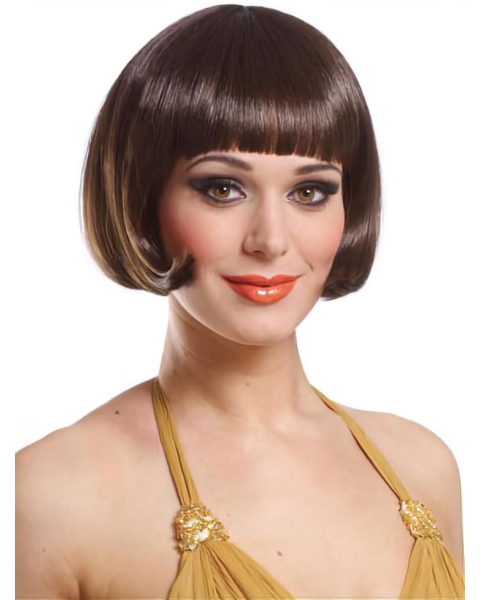 Fashionable Brown Straight Short Capless Synthetic Women Bob Wigs