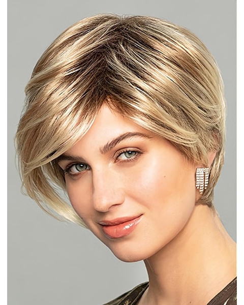 Short Wavy Monofilament Ombre/2 tone Synthetic Light Lace Women Wig