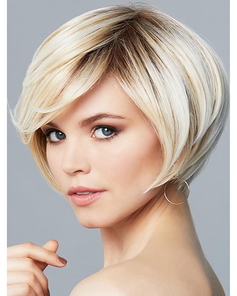 8" Short Wavy Ombre/2 tone  Monofilament Synthetic Women Wigs