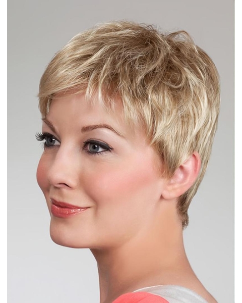 Short Wavy Capless Synthetic  Elderly Lady Wigs