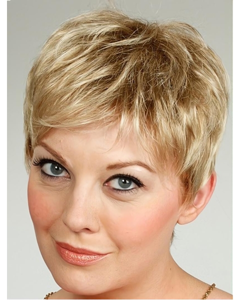 Short Wavy Capless Synthetic  Elderly Lady Wigs