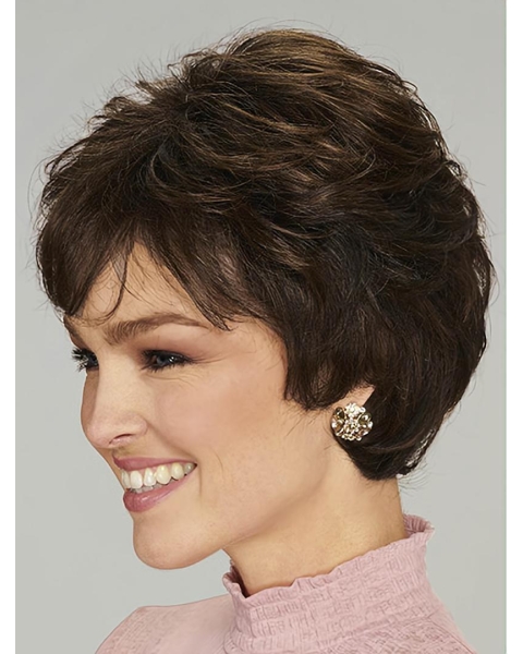 Short Black Wavy 8" Mono High Quality Classic Synthetic Women Wigs