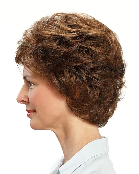 Short Brown Wavy 10" Capless Classic Synthetic Women Wigs