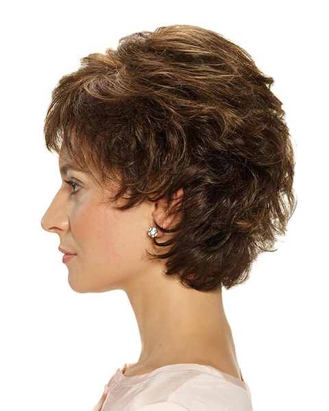 Short Brown Wavy 10" Mono Classic Synthetic Wig For Women