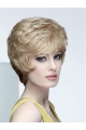 Wavy Short Blonde Synthetic Boycuts Mono Women Wig