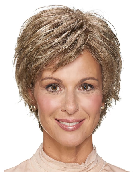 8" Wavy Layered Short Monofilament Synthetic Women Wigs