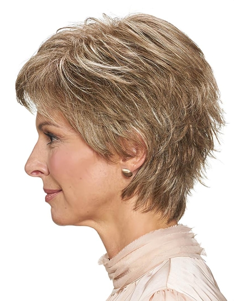 8" Wavy Layered Short Monofilament Synthetic Women Wigs