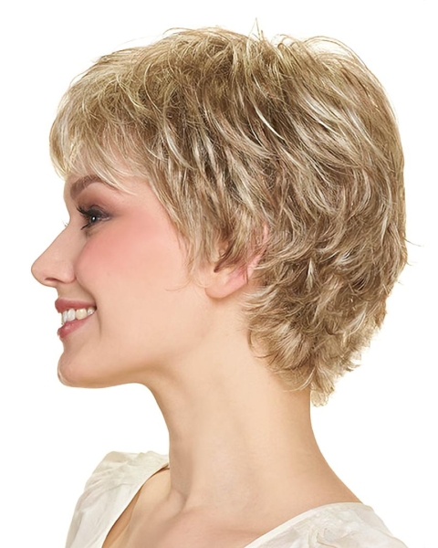 Wavy Short With Bangs Capless 8" Blonde Synthetic Women Wigs