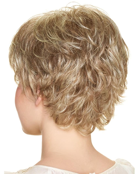 Wavy Short With Bangs Capless 8" Blonde Synthetic Women Wigs