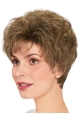 Cheap Wavy Short Brown Layered Capless  Synthetic Women Wigs 