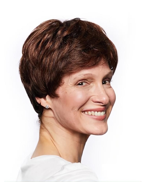  Auburn Wavy Short Monofilament Synthetic Women Wigs