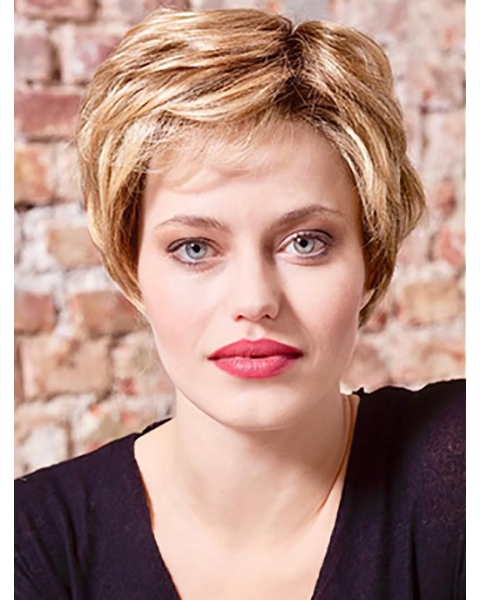 8" Wavy Short Blonde Han-tied Classic Synthetic Women Wig