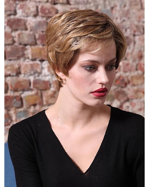 8" Wavy Short Blonde Han-tied Classic Synthetic Women Wig