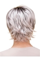 Short 8" 100% Hand-tied Grey Synthetic Layered Elderly Women Wigs