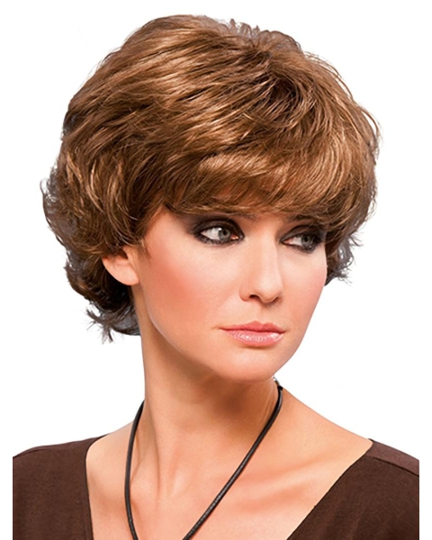 8" Short Blonde Wavy Synthetic Layered Lace Front Women Wigs